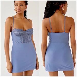 URBAN OUTFITTERS Women’s Brenna Bustier Corset Mini Dress in Dusty Periwinkle Si